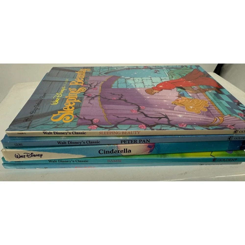 vtg Walt Disney's Classic Golden Books Lot of 5 Sleeping Beauty Peter Pan Bambi